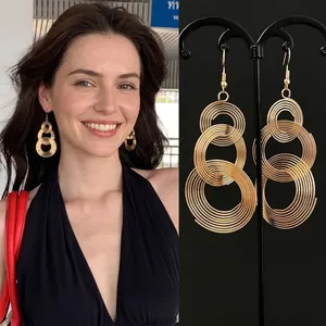 Spiral Layered Concentric Hoop Drop Earrings With 925 Sterling Silver Earring Post Vintage Metallic Texture Jewelry For Women