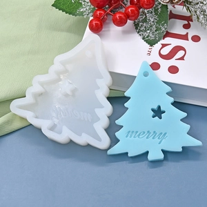 Moule en silicone sapin de Noël pour pâtisserie DIY avec texte Merry et étoile ajourée