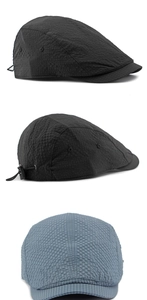 Detail of breathable textured fabric and adjustable drawstring on flat cap