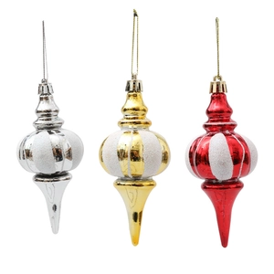 Gestreifte Weihnachtsbaumschmuck Finial Drop Glitzer Bruchfester Kunststoff Galvanisiert Urlaub Dekorative Anhänger Für Party Haus Deko