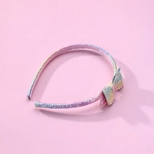 Pink purple gradient sequin headband for kids with bow detail and anti-slip teeth