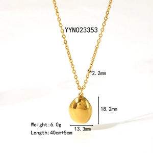 Collana con pendente a goccia in acciaio al titanio oro lucido con catena 40+5cm
