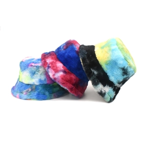 Chapeau Bob En Fausse Fourrure Tie-Dye Dégradé Coloré Épais Chaud Hiver Peluche Pour Femmes Hommes