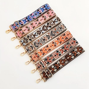 Tracolla Larga Per Borsa Ricamo Floreale Etnico Poliestere Cotone Regolabile Sostituzione Cinturino Borsa Boho Vintage Per Donne