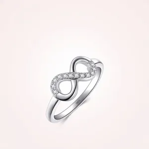 Anello Simbolo Infinito Argento Sterling 925 Zirconia Cubica Scintillante Fascia Elegante Gioielli Raffinati Per Donne