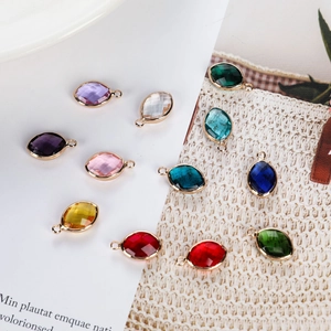 Colorful marquise glass pendants with gold metal edging for DIY jewelry making