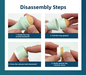 Detail showing the 4-step disassembly of the volcanic stone oil-absorbing roller for cleaning