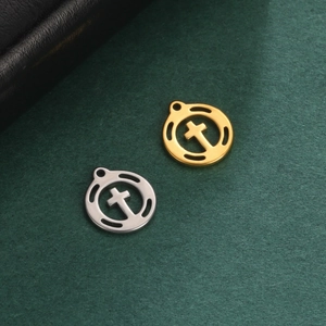 Mini stainless steel clover and hollow cross charms in gold and silver finish