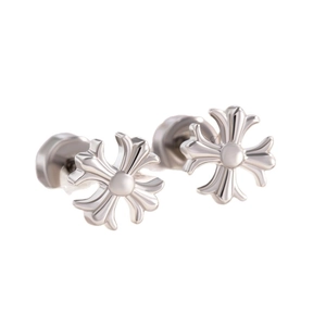 Minimalist silver cross stud earrings in polished titanium steel for a modern look