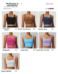 Collage of breathable yoga tank tops in seven vibrant colors for high-impact workout sessions