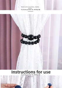Macro shot of Nordic magnetic wooden bead curtain tieback with strong magnetic buckle