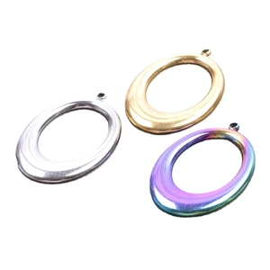 Oval stainless steel pendants in gold, silver and rainbow colors for DIY jewelry