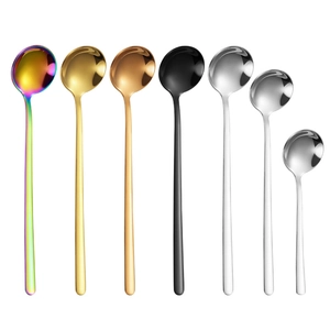 Lot de cuillères à café en acier inoxydable 304 dorées, noires, or rose et arc-en-ciel