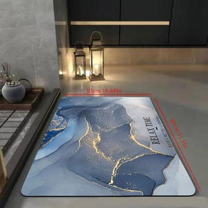 Detail view of 50x80cm marble pattern absorbent bath mat with non-slip texture