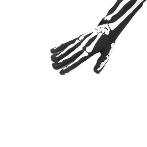 Schwarze Skelett-Handschuhe 50cm lang aus Polyester für Halloween Cosplay Partys