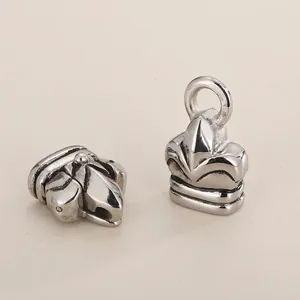 Stainless Steel Fleur De Lis Clasp Connector Vintage Crown End Cap For Leather Bracelet Necklace Jewelry Making