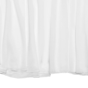 Detailed macro view of white translucent fabric hem with precise stitching and light texture