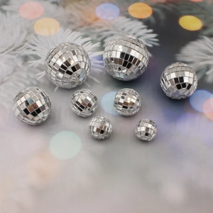 Mini Disco Mirror Ball Glass Hanging Ornament Christmas Tree Party Wedding Decoration Silver Reflective