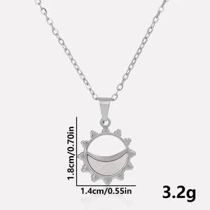 Details des 304 Edelstahl Sonnenanhängers Größe 1,8x1,4cm mit Muschel-Inlay