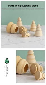 Nesting wooden Christmas trees made of polished lotus wood for DIY painting and decor
