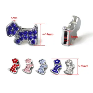 8mm colorful rhinestone paw print slide charms for DIY bracelets and keychains