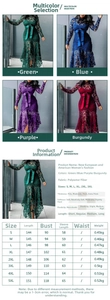 Size chart for lace long sleeve maxi dress including measurements for S to 5XL sizes