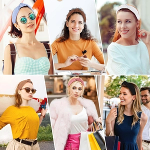 Knotted fabric headbands for women in six colors including blue pink and black