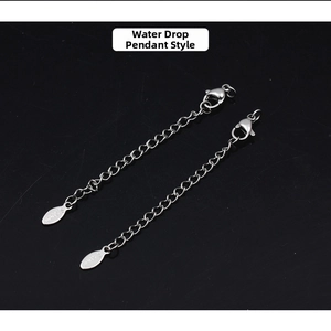 Polished stainless steel extension chain with lobster clasp and S.Steel teardrop tag