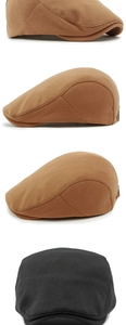Detailansicht der Woll-Schirmmützen in Camel und Dunkelgrau mit hochwertigen Nähten