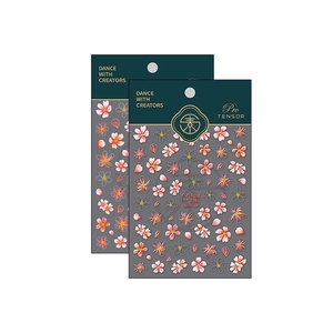 3D ultra-thin floral nail art stickers with pink cherry blossom designs MN-054F set