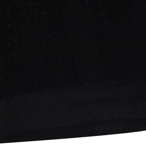Detailed macro view showing the reinforced double stitching on black twill fabric cap