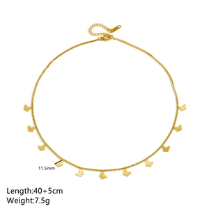 Gold butterfly choker necklace with 11.5mm charms and 40+5cm adjustable chain