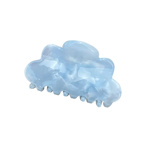Medium cloud-shaped blue acrylic hair claw clip with a marble texture finish