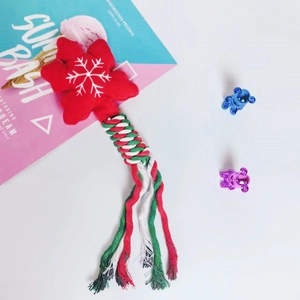 Christmas star-shaped cotton rope pet toy with snowflake embroidery for dogs