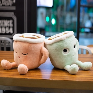 Coffee Cup Plush Toy Soft Simulation Latte With Heart Art Kawaii Anthropomorphic Desktop Decor Pillow Gift