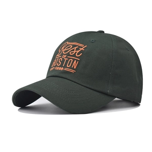 Classic forest green cotton baseball cap with orange Best OF BOSTON 1998 embroidery