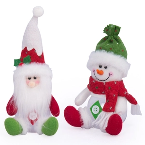 Christmas Santa and Snowman plush candy jars set for holiday gift storage and decor