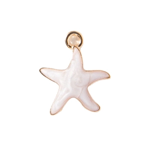 Marine style mini white enamel starfish pendant with golden alloy frame for jewelry DIY