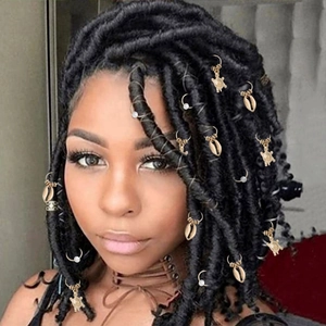 Set de 15 anneaux de cheveux dorés avec pendentifs tortue, coquillage et perle pour tresses