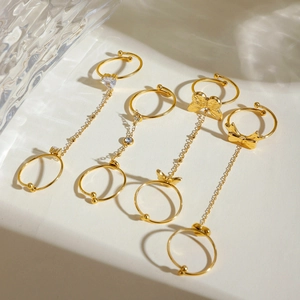 Lot de bagues en acier inoxydable plaqué or 18k avec motifs cœur, papillon et zircons