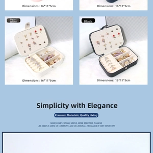 Detailed view of 16x11x5cm travel jewelry organizer with hooks and ring slots