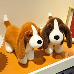 Soft Basset Hound Plush Toy Cuddly Realistic Puppy Stuffed Animal For Kids Room Decor Birthday Gift Long Ears Dog
