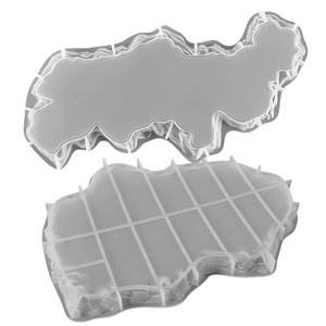 Two-piece irregular wave-edged silicone mold for DIY resin tray and coaster making