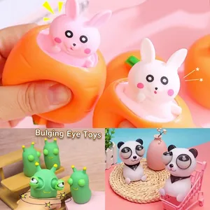 Squeeze Sensory Toys Soft PVC Eye Popping Stress Relief Fidget Cartoon Panda Rabbit Worm Desk Novelty For Kids Adults