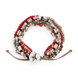 Boho-Wickelarmband mit Herz-Anhänger und Kreuz-Medaillon auf gehämmerten Metallperlen