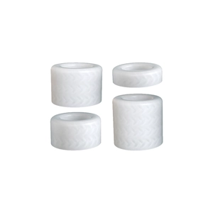 Set of 4 white silicone replacement tires with herringbone tread for robot vacuums
