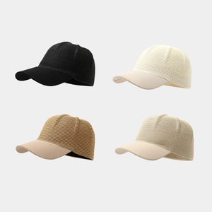 Women Straw Woven Baseball Cap Breathable Sunshade Hat With Fabric Brim For Summer Outdoor Travel Minimalist Style