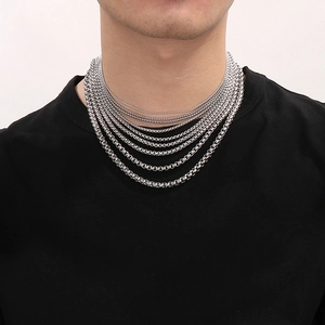 Box Chain Necklace Stainless Steel Rolo Link Classic Jewelry For Men Women Fashion Simple Versatile Accessory