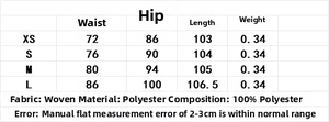 Detailed size chart for women's professional striped trousers showing waist and length