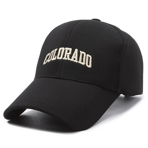 Unisex black baseball cap with Colorado embroidery and extended brim for sun protection